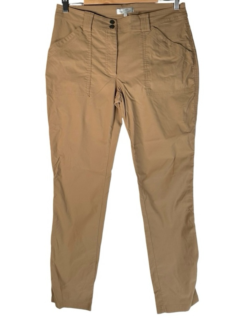 Anatomie Khaki Tan Slim Fit Mid Rise Utility Travel Pants Women’s Size Large